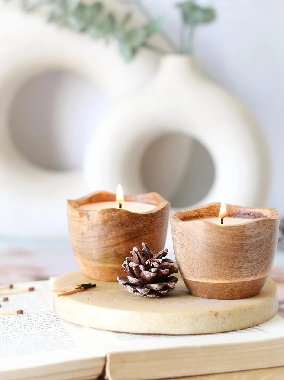 Wood Candle Bowls 